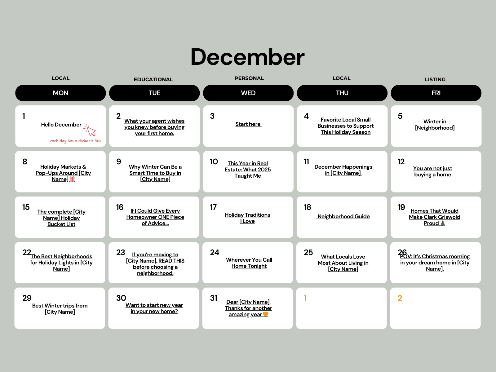 Content Calendar Preview